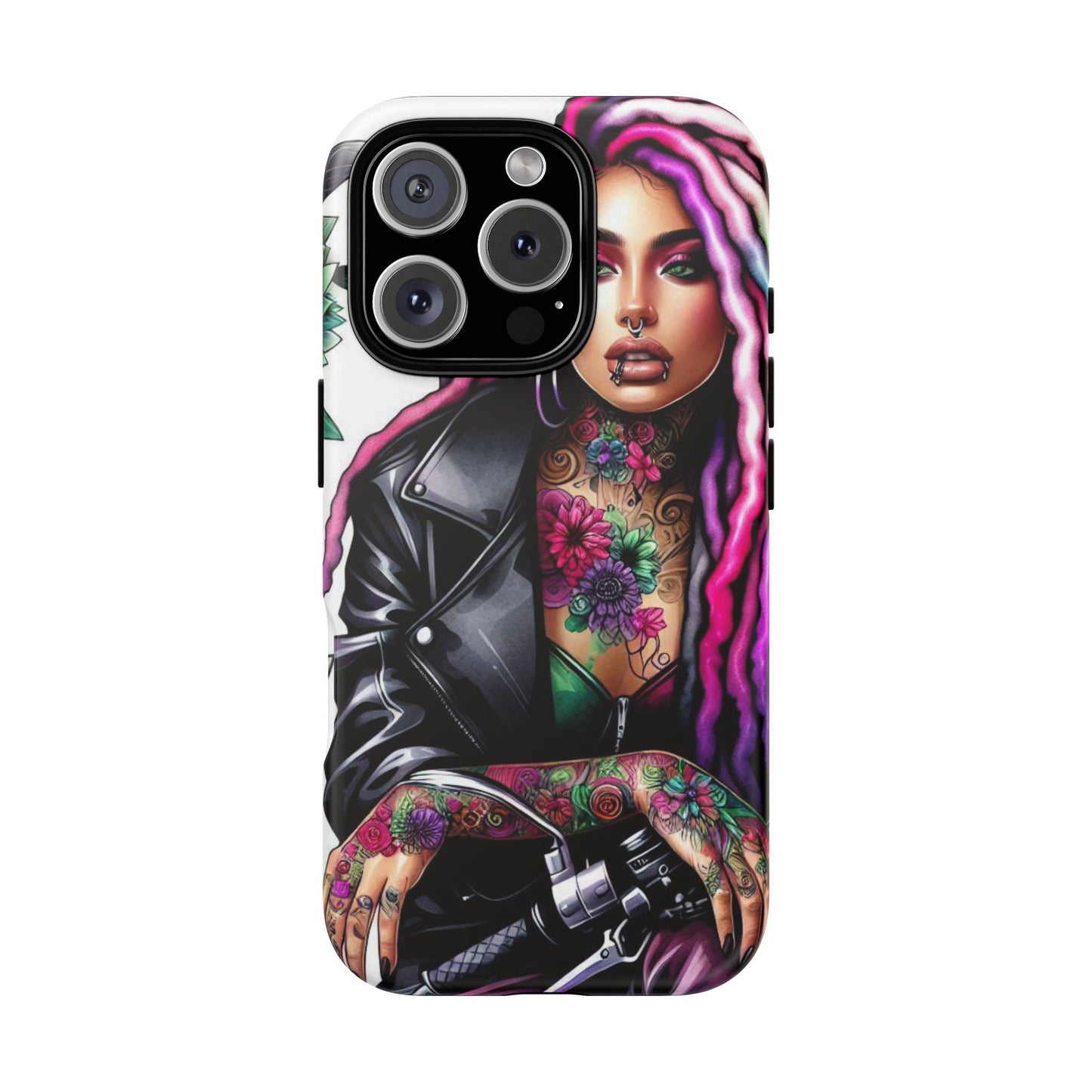 Neon Rebel – Vibrant Biker Queen Mobile Cover