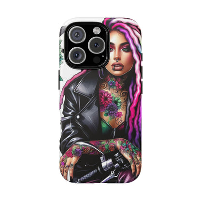 Neon Rebel – Vibrant Biker Queen Mobile Cover