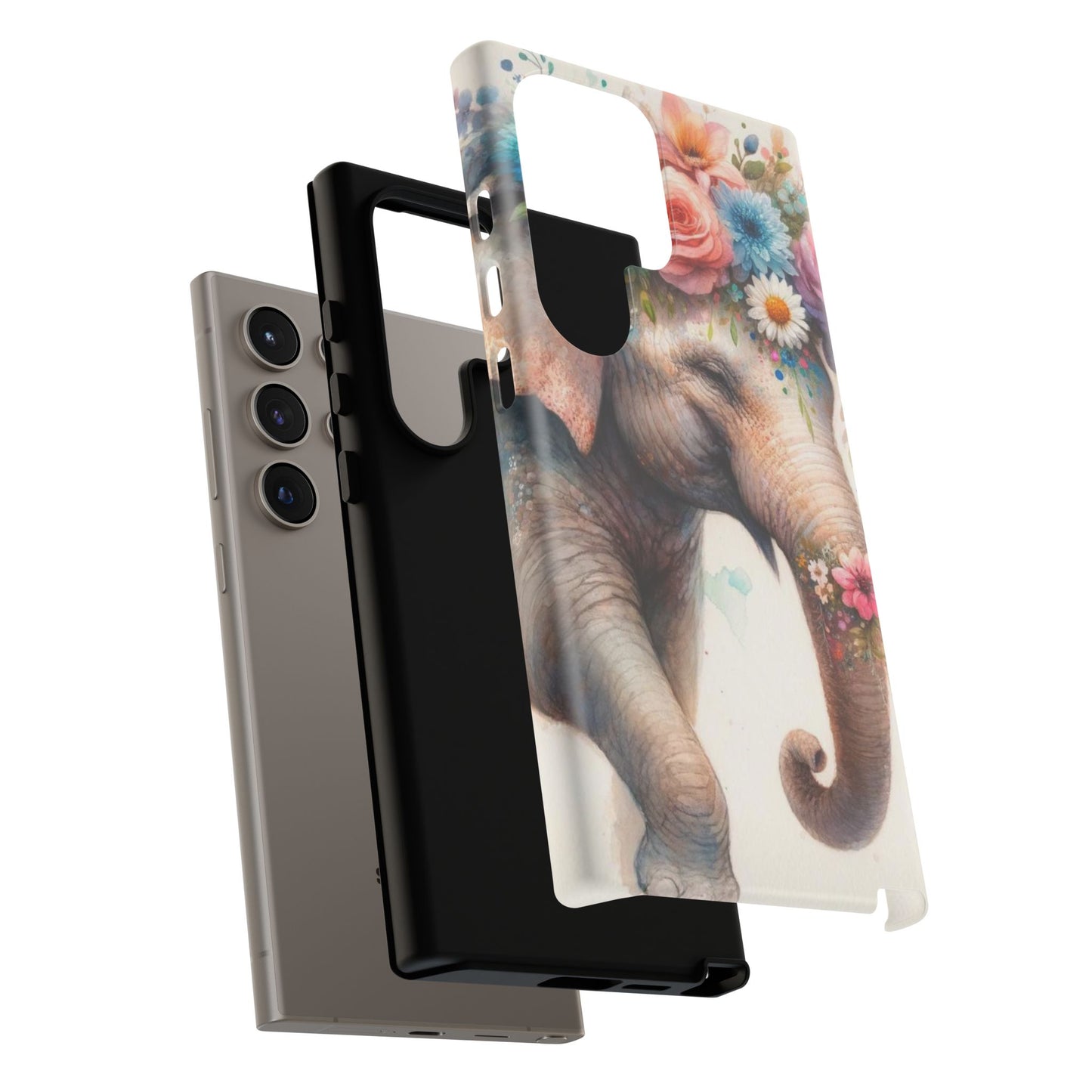Joyful Floral Elephant Mobile Cover – Whimsical Watercolor Art