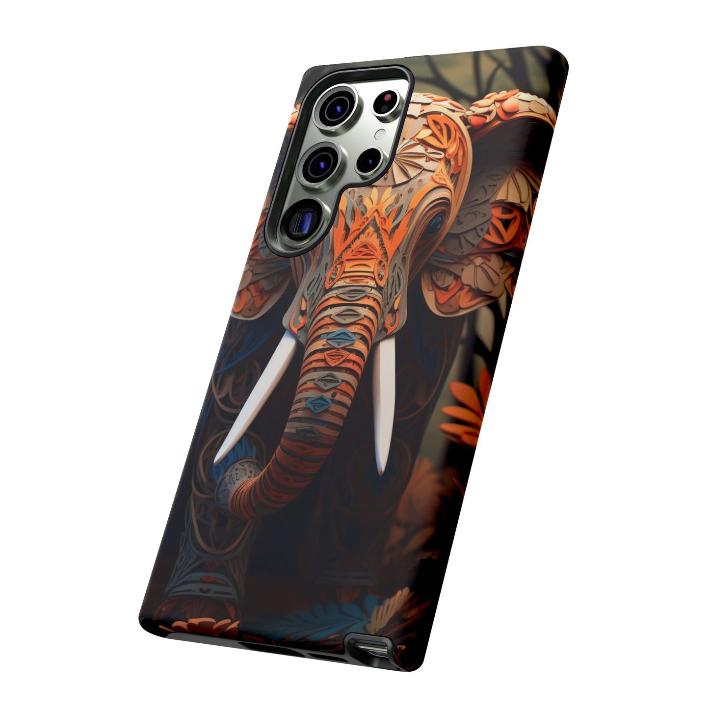 Elegant Artistic Elephant Mobile Cover – Intricate Paper-Cut Design