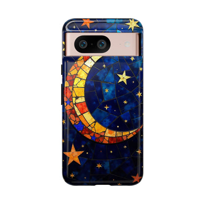 Celestial Crescent: Vibrant Moon and Stars Phone Case