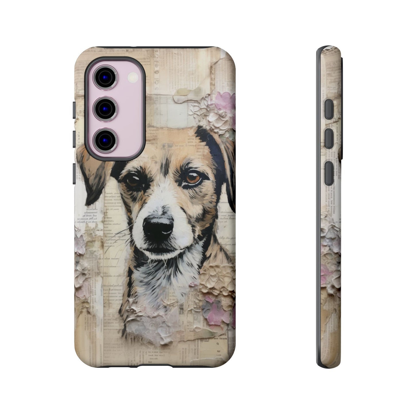 Vintage Collage Dog Portrait Mobile Cover – Artistic Mixed Media Design