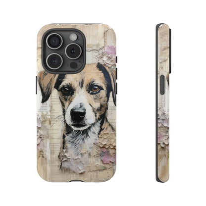 Vintage Collage Dog Portrait Mobile Cover – Artistic Mixed Media Design