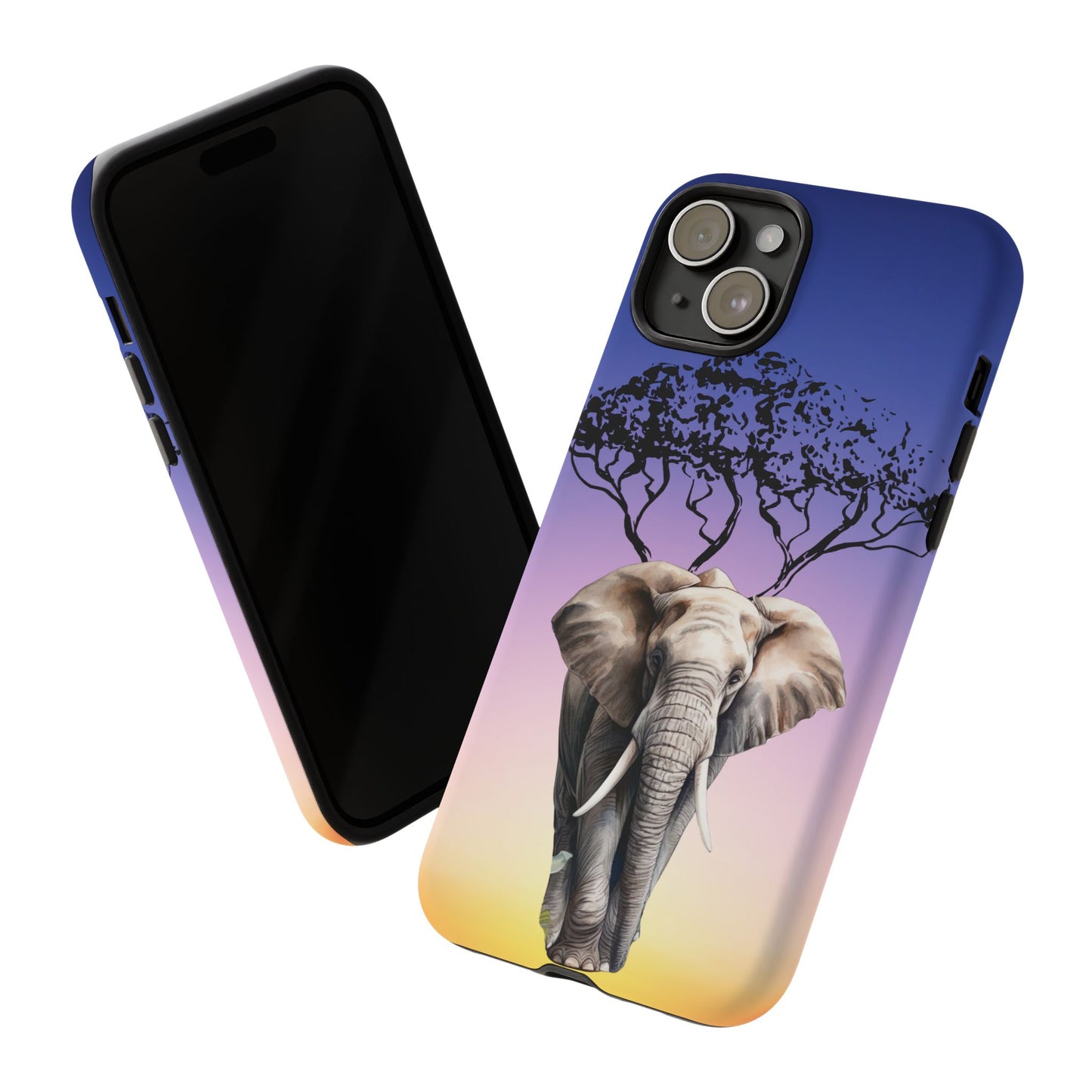 Surreal Elephant Tree Mobile Cover – Dreamy Sunset Fantasy