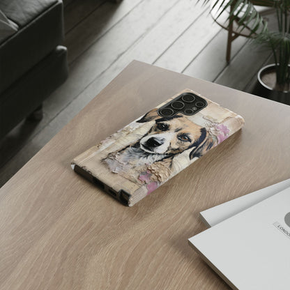 Vintage Collage Dog Portrait Mobile Cover – Artistic Mixed Media Design