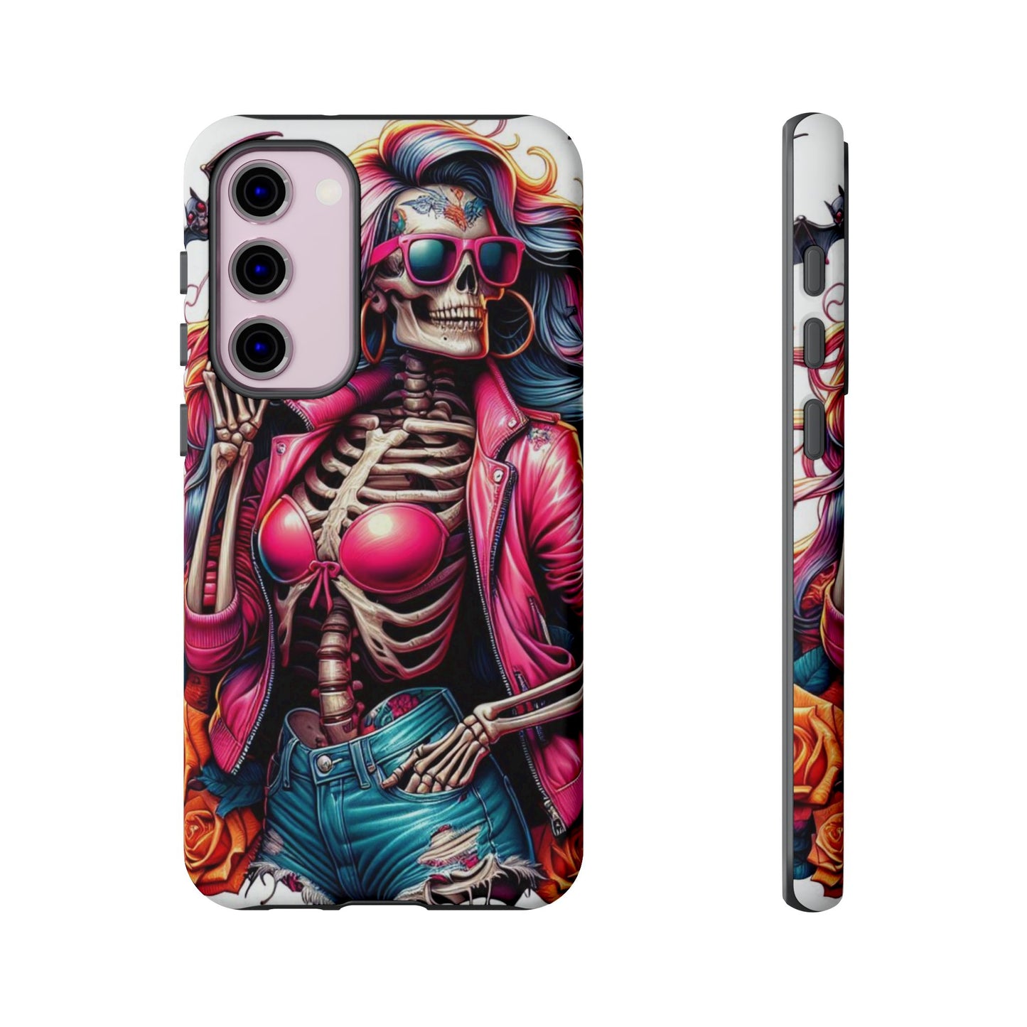 Neon Bones – Retro Skeleton & Vibrant Punk Aesthetic Mobile Cover