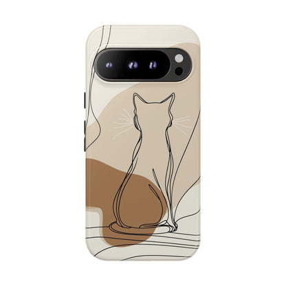 Minimalist Cat Silhouette: Elegant Line Art Phone Case for iPhone, Samsung & Pixel