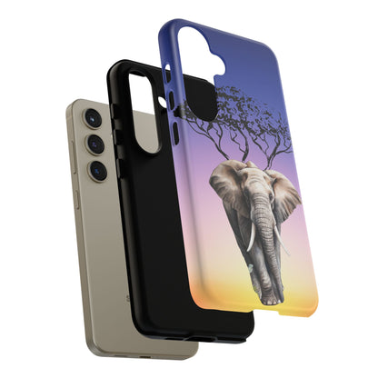 Surreal Elephant Tree Mobile Cover – Dreamy Sunset Fantasy