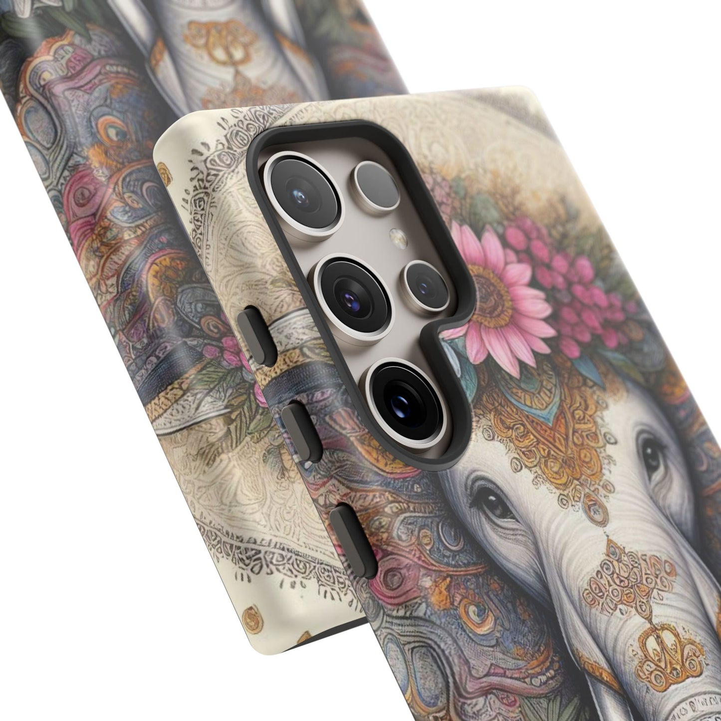 Elegant Floral Elephant Mobile Cover – Royal Mandala Art