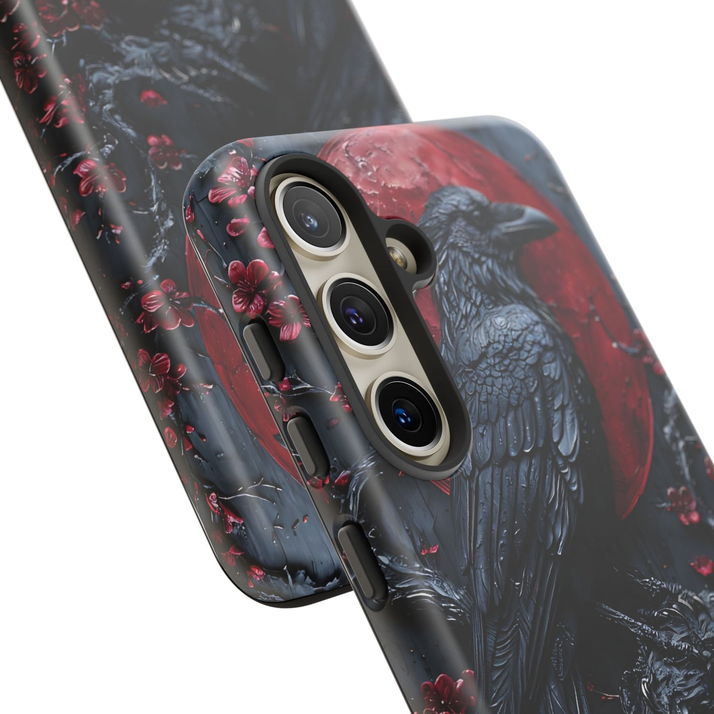 Gothic Sculpture Of Raven On Charcoal Tree Branch phone case design