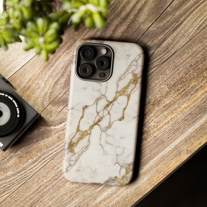 Elegant White and Gold Marble Case Design