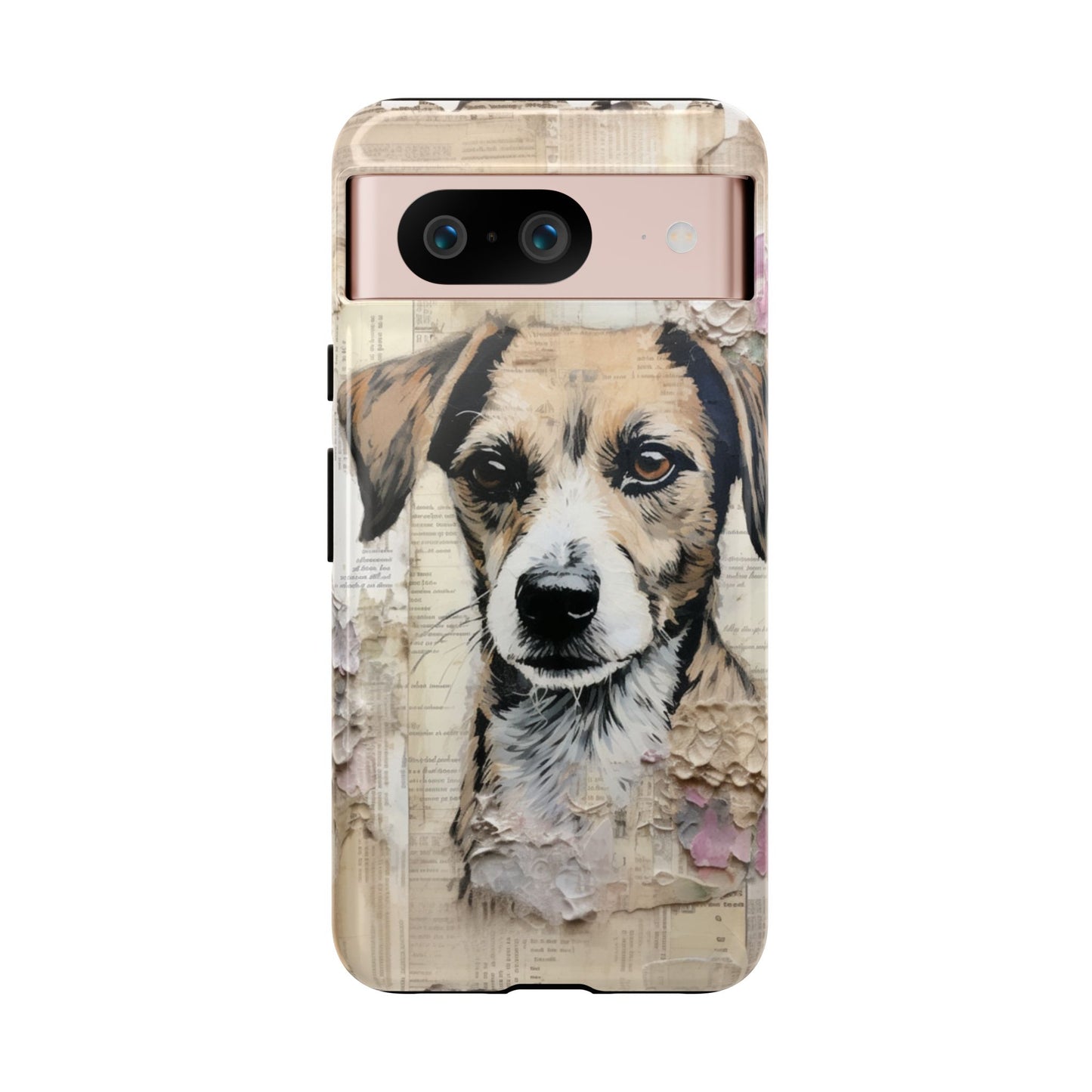 Vintage Collage Dog Portrait Mobile Cover – Artistic Mixed Media Design