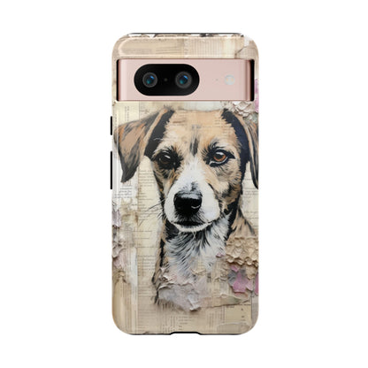 Vintage Collage Dog Portrait Mobile Cover – Artistic Mixed Media Design