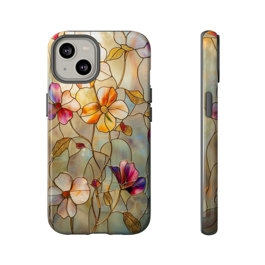 Golden Bloom – Luxe Stained Glass Floral Phone Case for iPhone, Samsung & Pixel