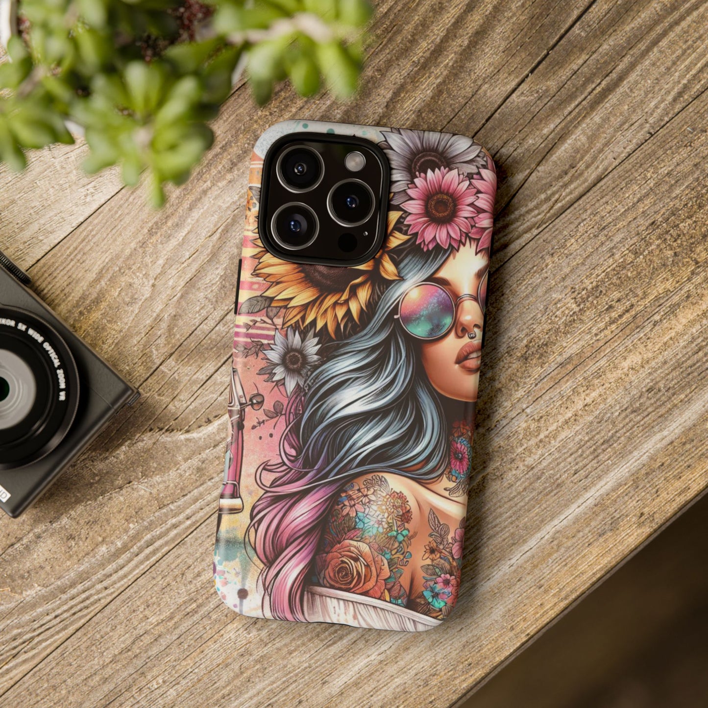 Retro Boho Wanderer – Sunflower Hippie Van Mobile Cover
