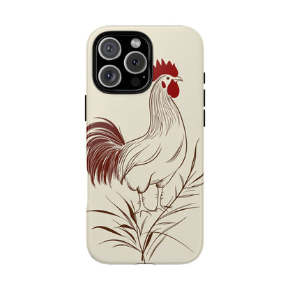 Golden Dawn Rooster: Minimalist Farmstead Charm Case for iPhone, Samsung & Pixel