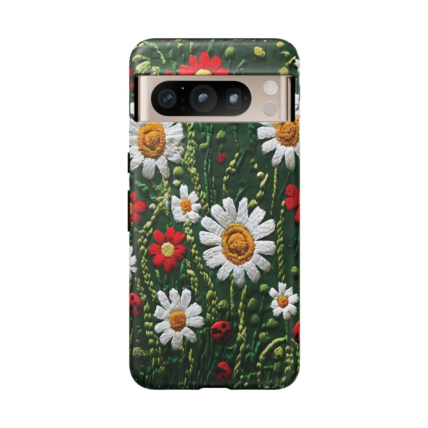 Knitted Pattern With Diamonds And Festive Motifs On Navy phone case design.