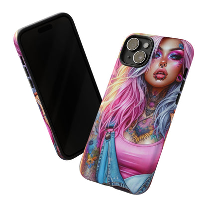 Sunset Glow – Pastel Punk & Floral Ink Mobile Cover