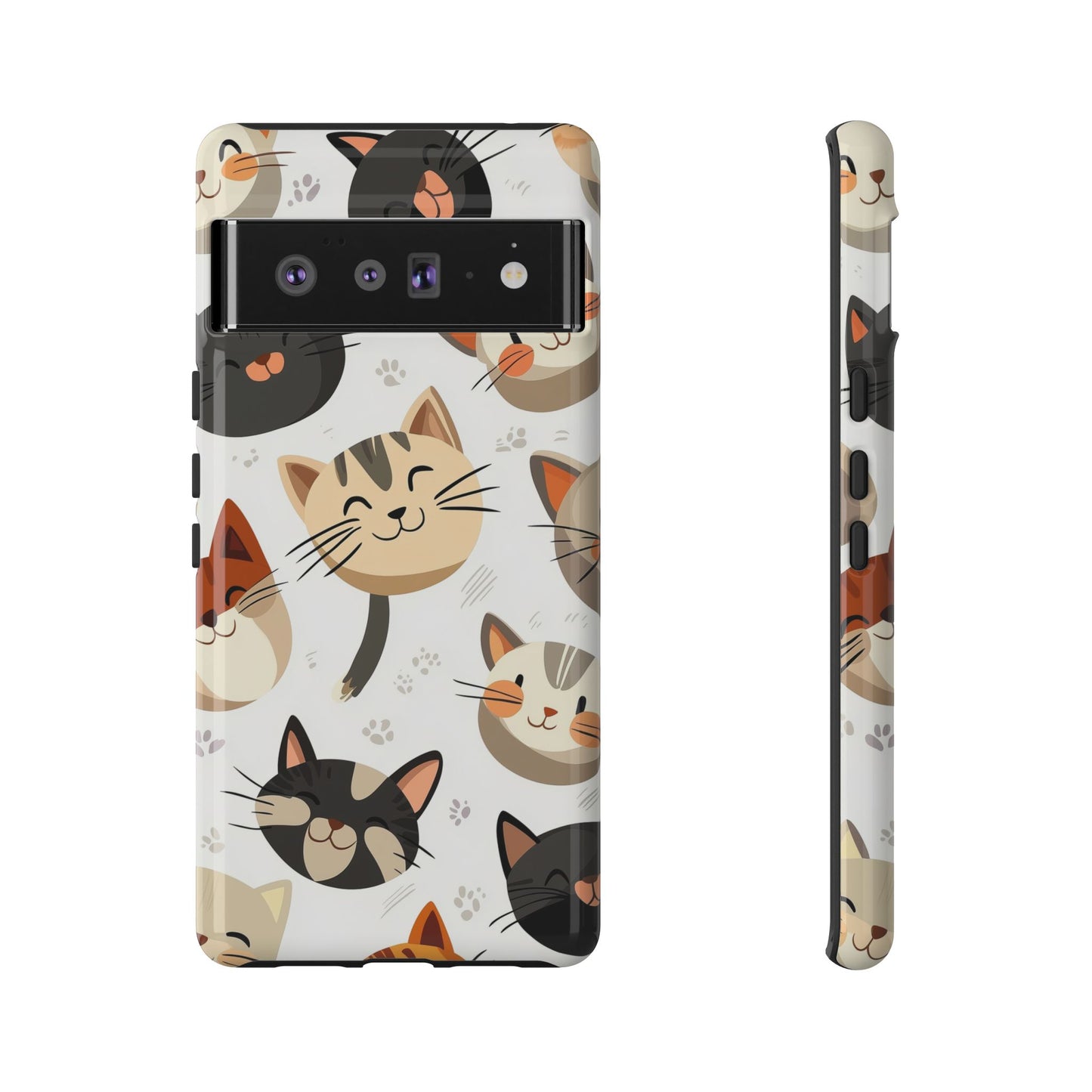 Cute Cat Faces Phone Case – Kawaii Anime Style for iPhone, Samsung & Google Pixel, Fun and Playful Cat Design
