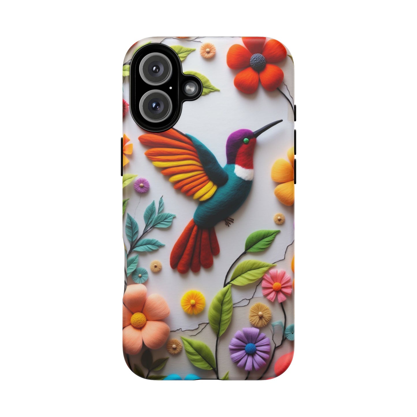 Embroidered Hummingbird with Floral Design | Nature's Elegant Stitch | iPhone 16 Pro