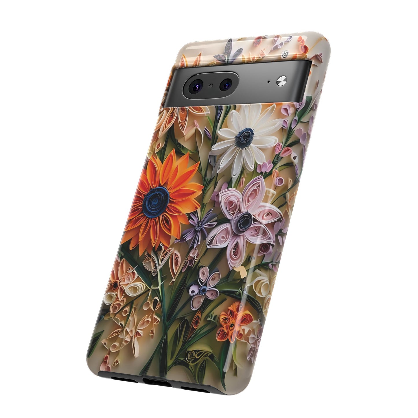 Intricate Quilled Floral Artwork In Vibrant Colors phone case design.