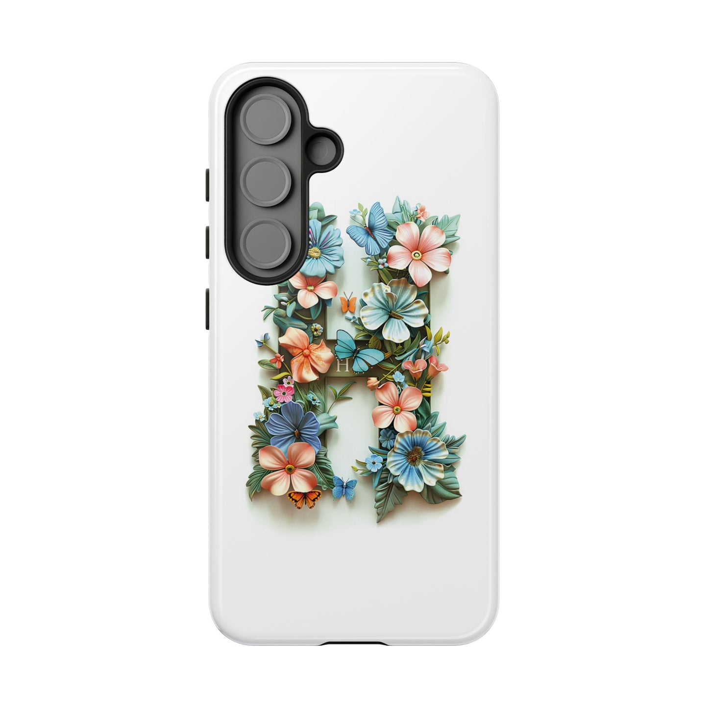Floral Letter H Phone Case – Personalized Aesthetic Cover for iPhone, Samsung & Google Pixel