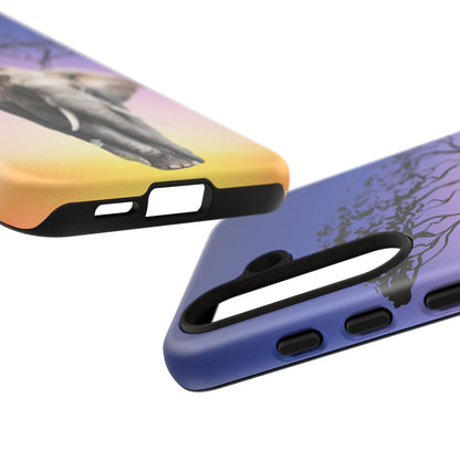 Surreal Elephant Tree Mobile Cover – Dreamy Sunset Fantasy