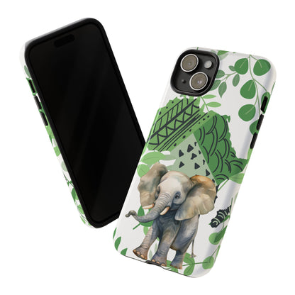 Playful Baby Elephant Mobile Cover – Tropical Boho Art