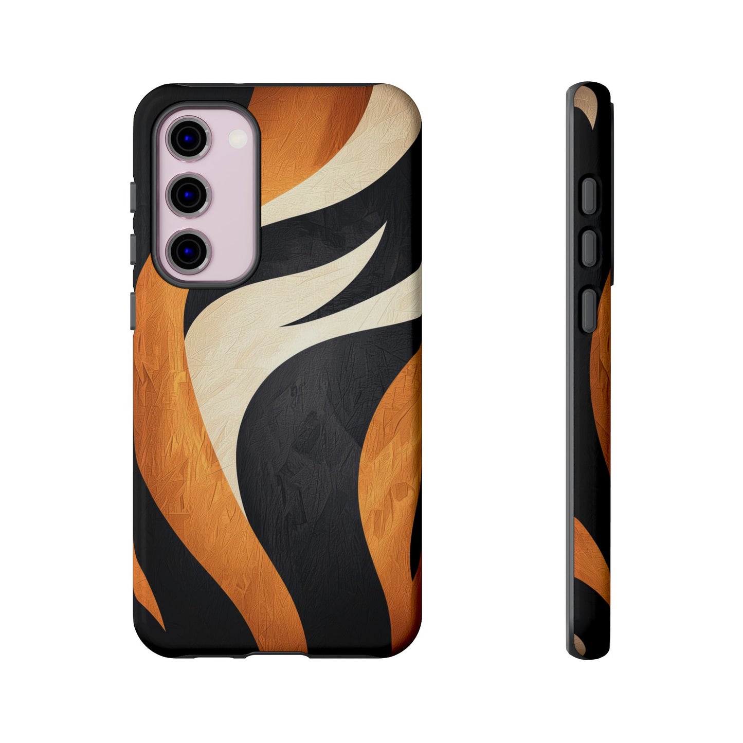 Bold Tiger Stripes Phone Case – Black, Orange & Cream for iPhone, Samsung & Google Pixel