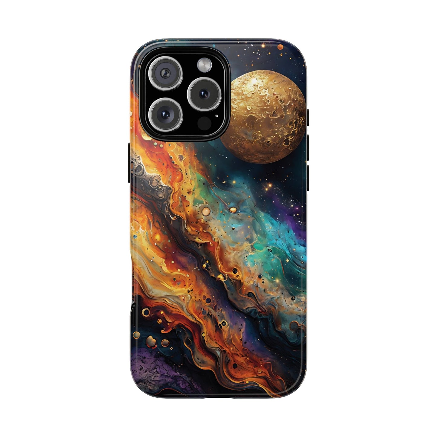 Cosmic Abstract Artwork With Dynamic Swirling Fluid Patterns phone case design.