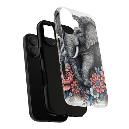Mandala Elephant Mobile Cover – Elegant Black & White Floral Art