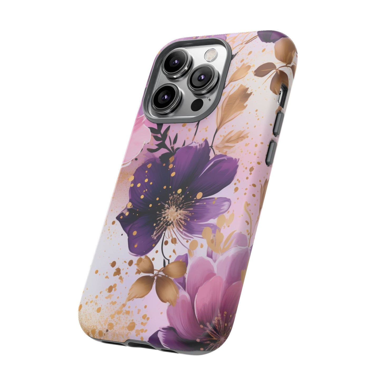 Luxury Purple & Gold Floral Aesthetic Mobile Case