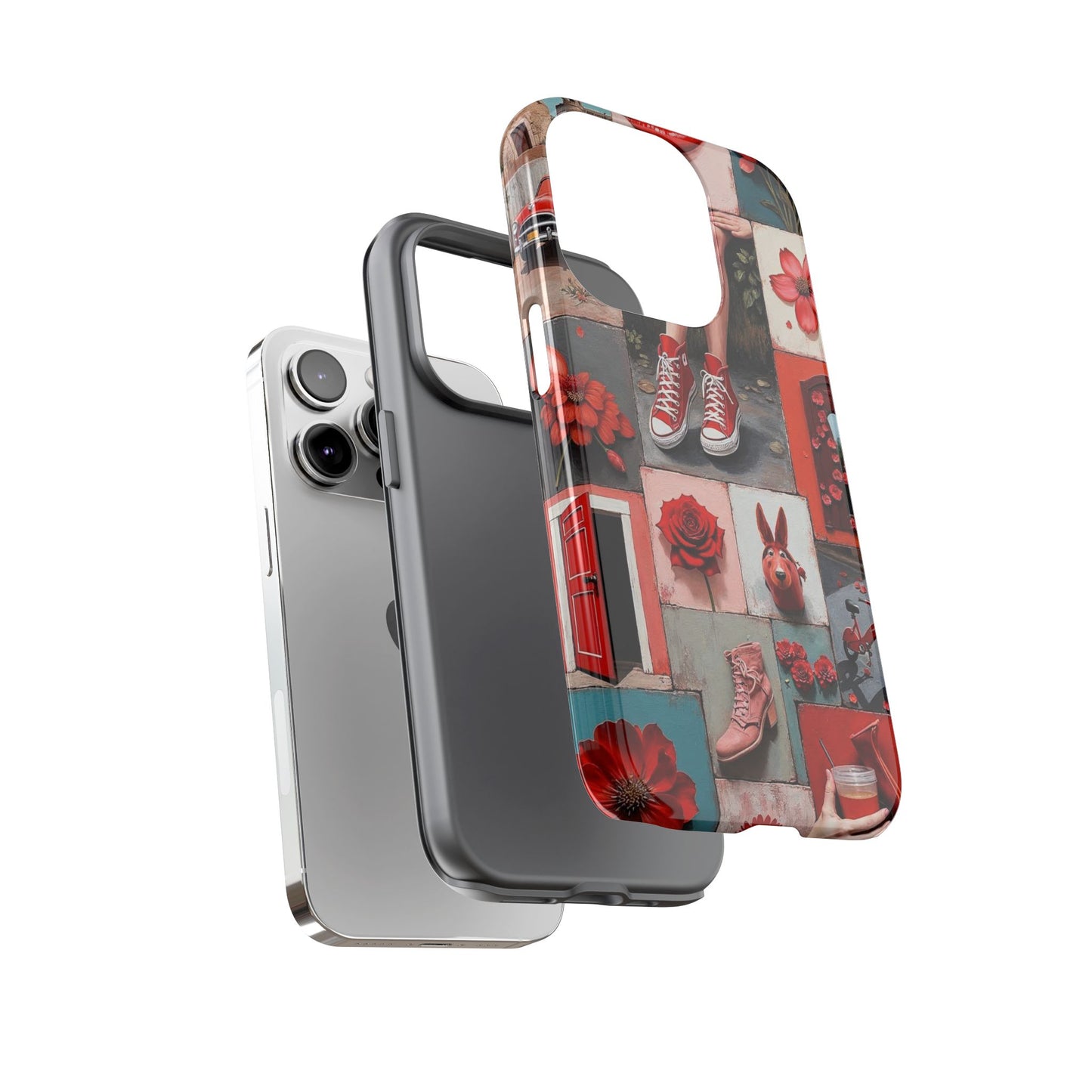 Red Sneakers & Roses Collage Phone Case