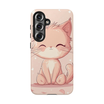 Kawaii Blush Kitty – Chibi Anime Cat Phone Case for iPhone, Samsung & Pixel