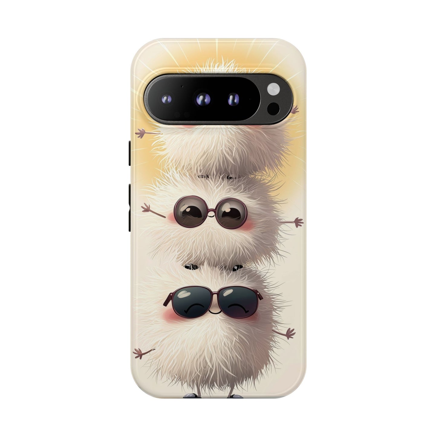 Stacked Fluff Squad Phone Case – Kawaii Anime Creatures with Sunglasses, iPhone, Samsung & Google Pixel Case