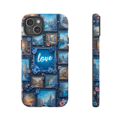 Blue Floral Love Frame Phone Case