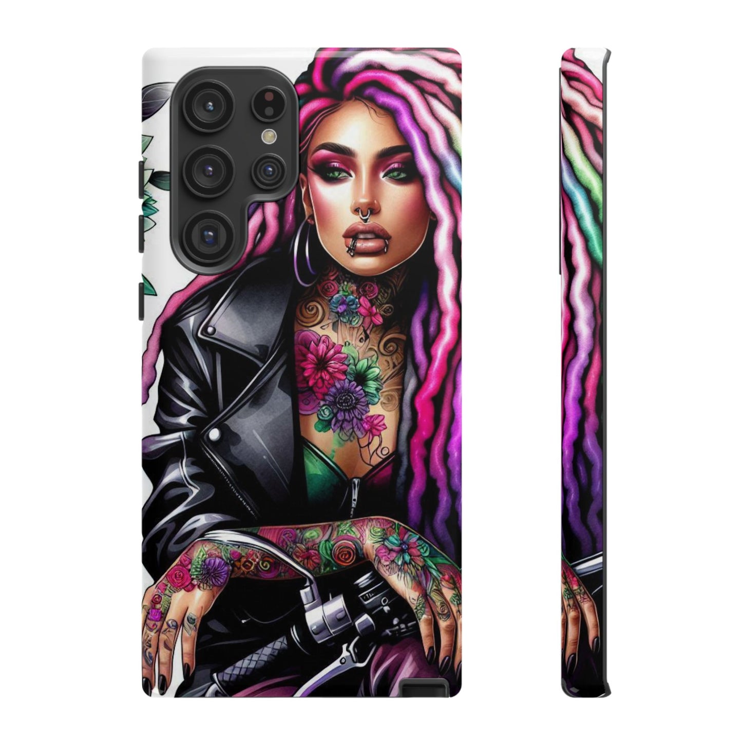Neon Rebel – Vibrant Biker Queen Mobile Cover