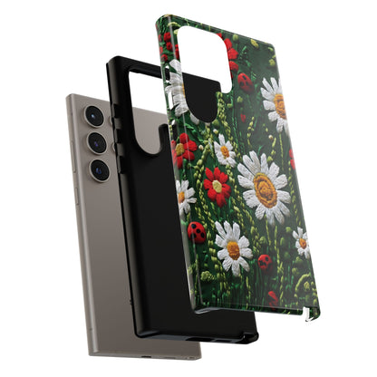 Knitted Pattern With Diamonds And Festive Motifs On Navy phone case design.