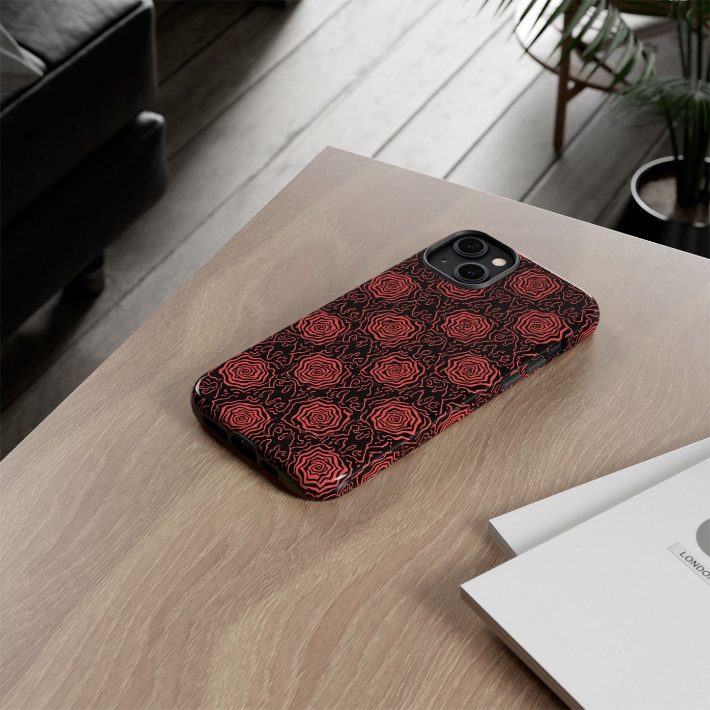 Red roses abstract geometric seamless pattern design