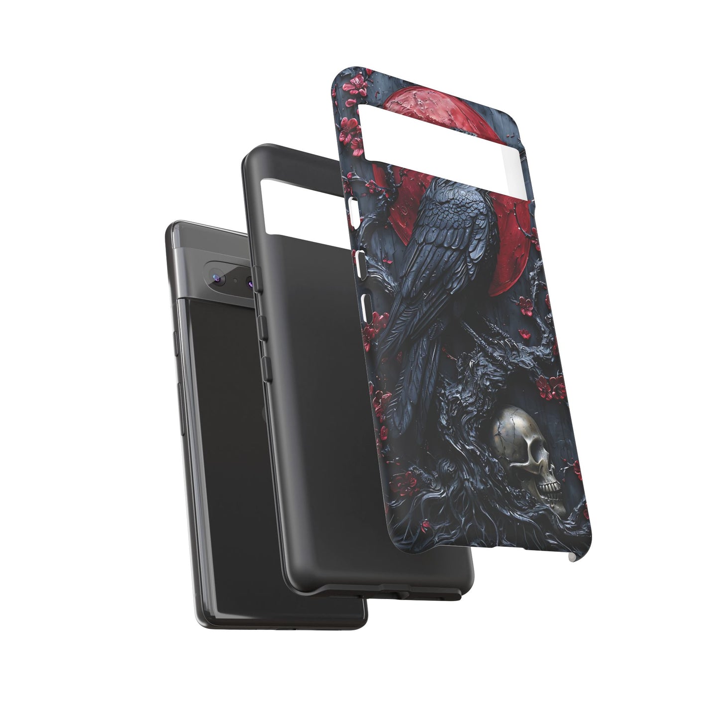 Gothic Sculpture Of Raven On Charcoal Tree Branch phone case design
