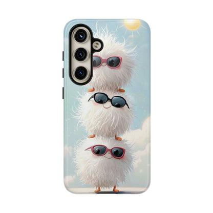 Fluffy Anime Phone Case – Cute Kawaii Fuzzy Creatures, Aesthetic Pastel Art, Soft Cloudy Background, iPhone, Samsung & Google Pixel Case