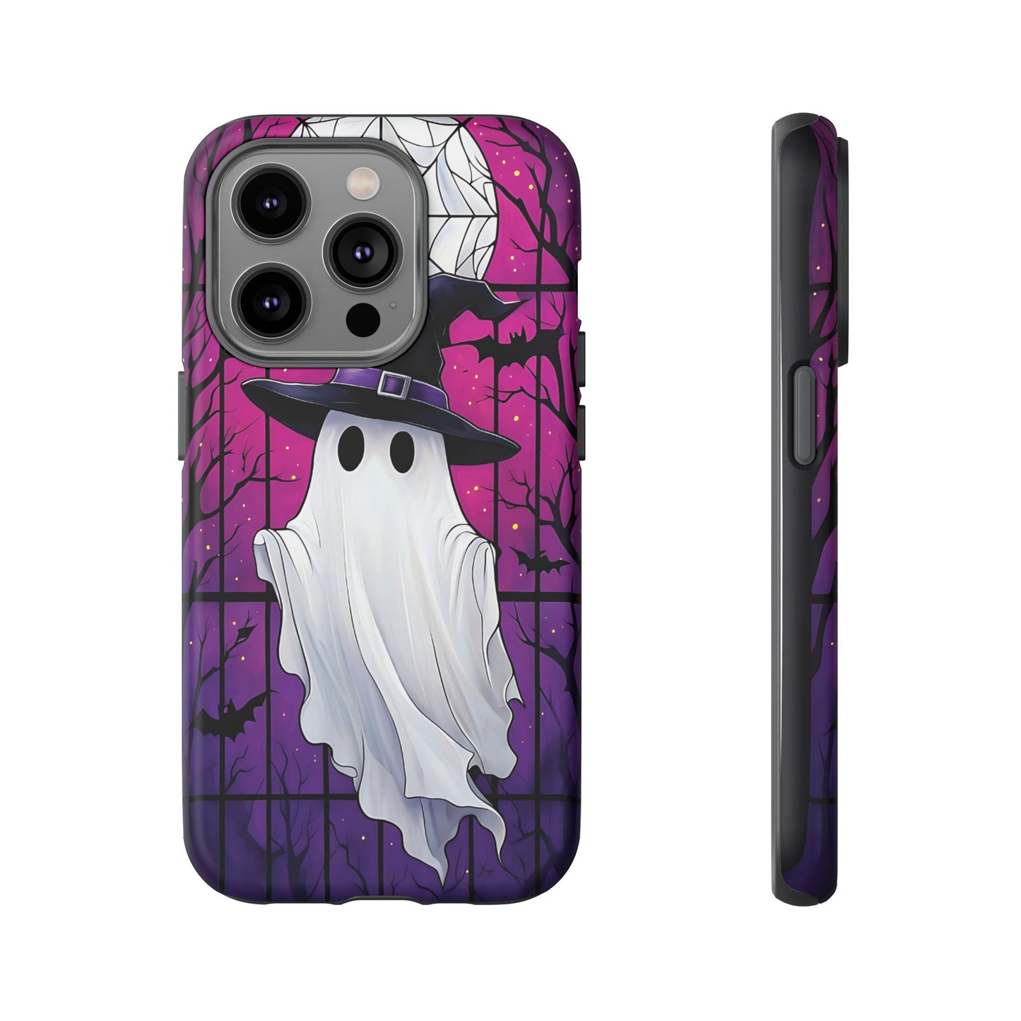 Stylized Halloween Illustration of a Ghost in Stained Glass  phone case design.