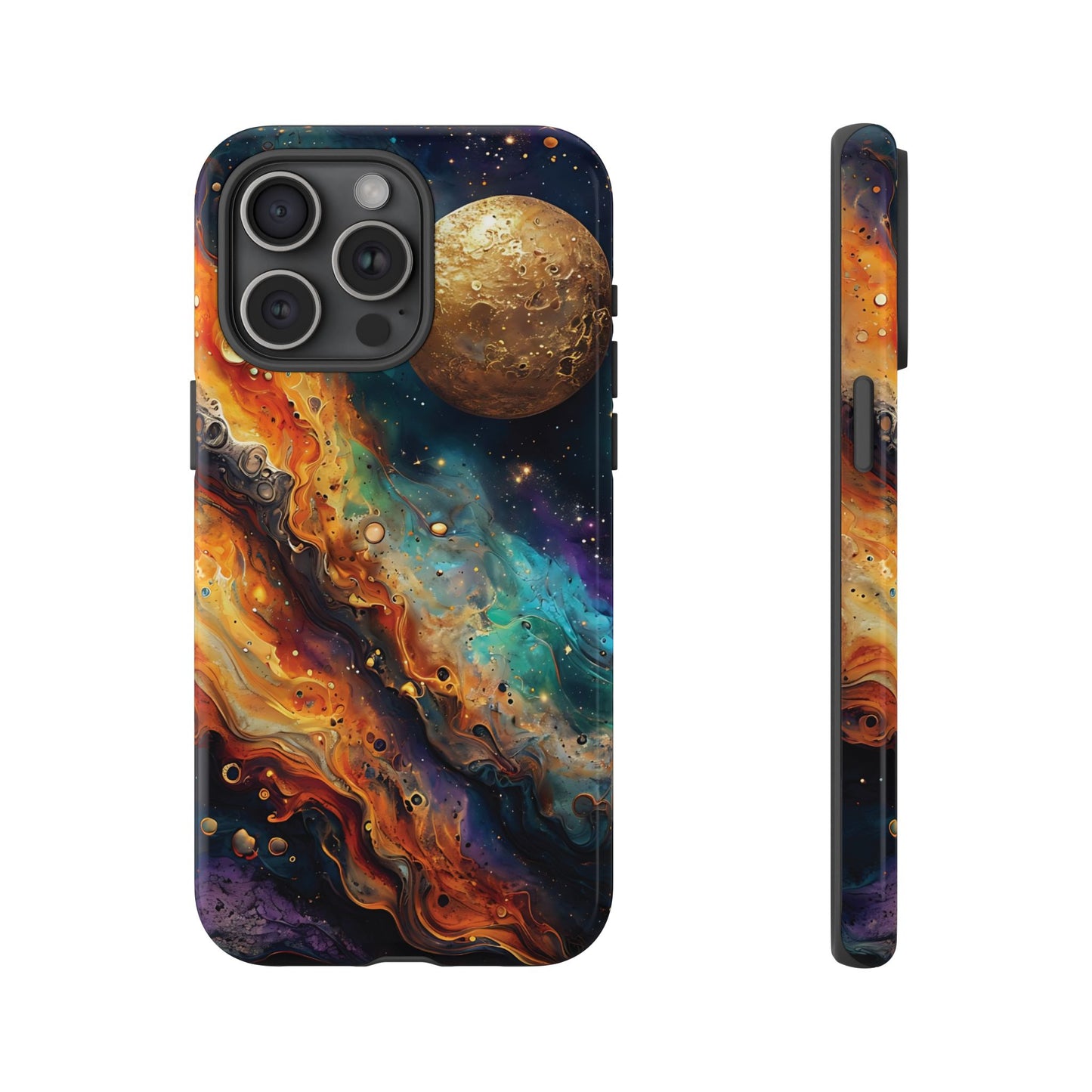 Cosmic Abstract Artwork With Dynamic Swirling Fluid Patterns phone case design.