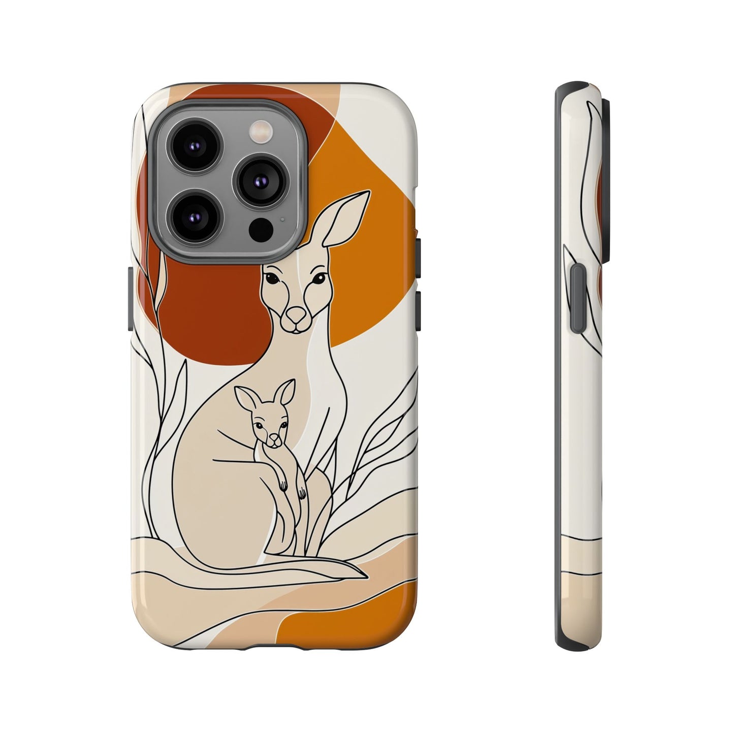 Outback Love: Kangaroo & Joey Line Art Phone Case for iPhone, Samsung & Pixel