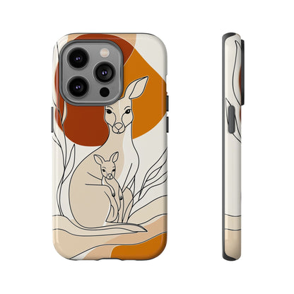 Outback Love: Kangaroo & Joey Line Art Phone Case for iPhone, Samsung & Pixel