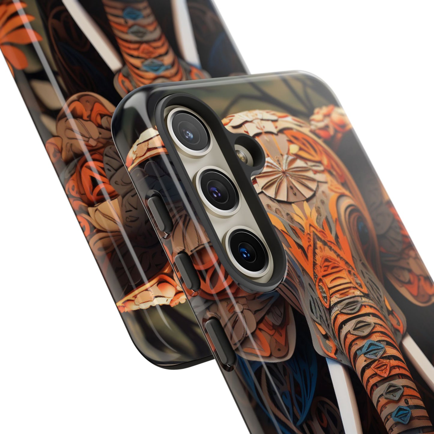 Elegant Artistic Elephant Mobile Cover – Intricate Paper-Cut Design