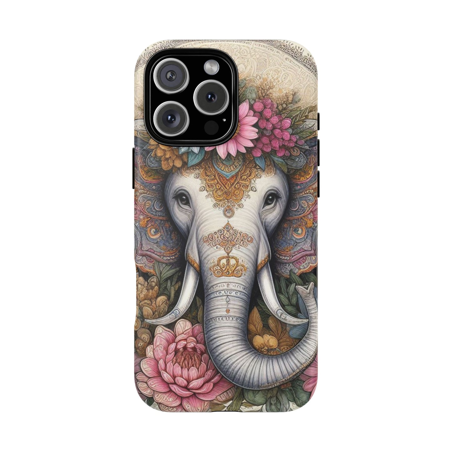 Elegant Floral Elephant Mobile Cover – Royal Mandala Art