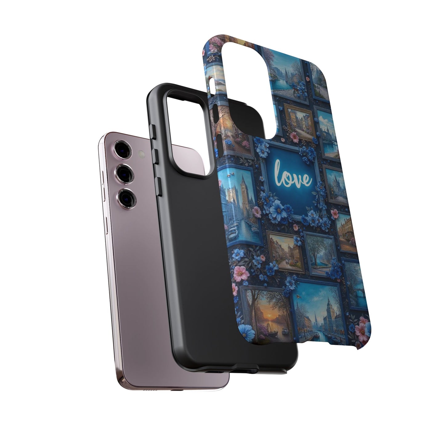 Blue Floral Love Frame Phone Case