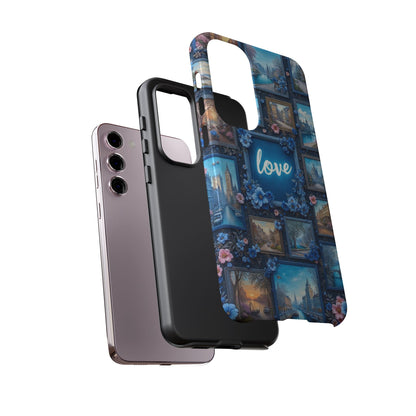 Blue Floral Love Frame Phone Case