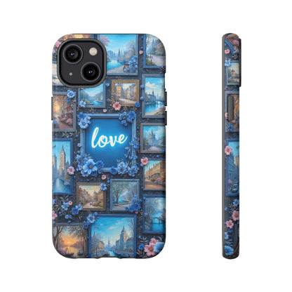 Blue Floral Love Frame Phone Case